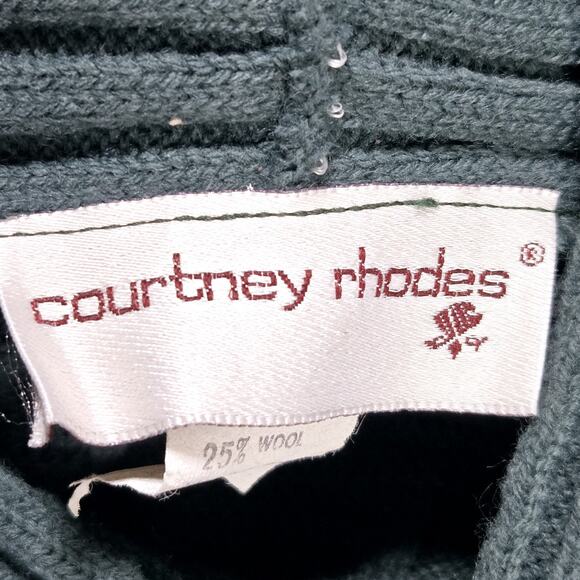 Courtney‎ Rhodes Sweater Vintage Size Small Wool Blend Basket Weave Knit Green - Picture 7 of 9